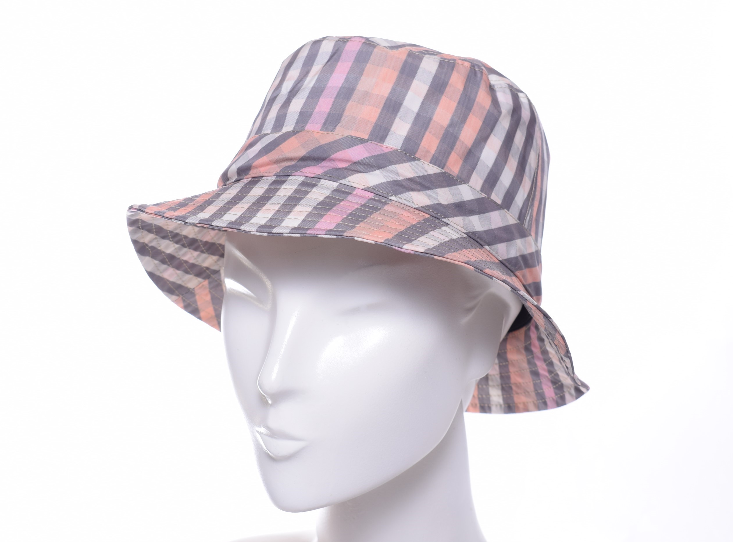 Seeberger Shop kariert Mühlenbeck Hut wasserabweisend Bucket nutria/rosewood hat -